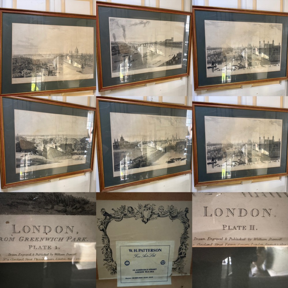 set of 6 large early c19th panoramic engravings of london views by william daniell