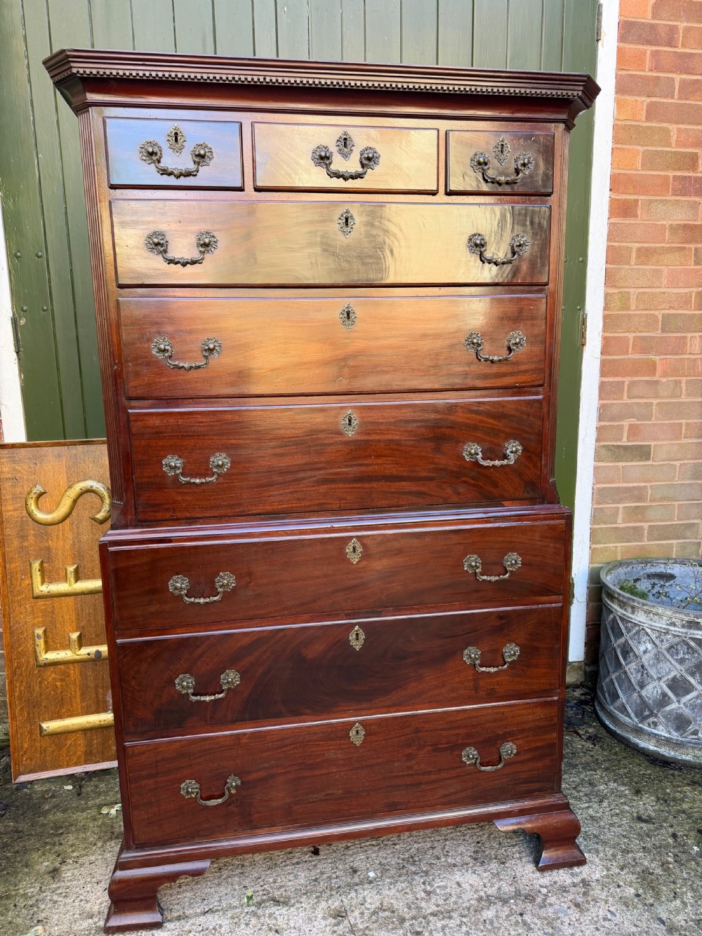 mid c18th george ii chippendale period red walnut chestonchest or tallboy