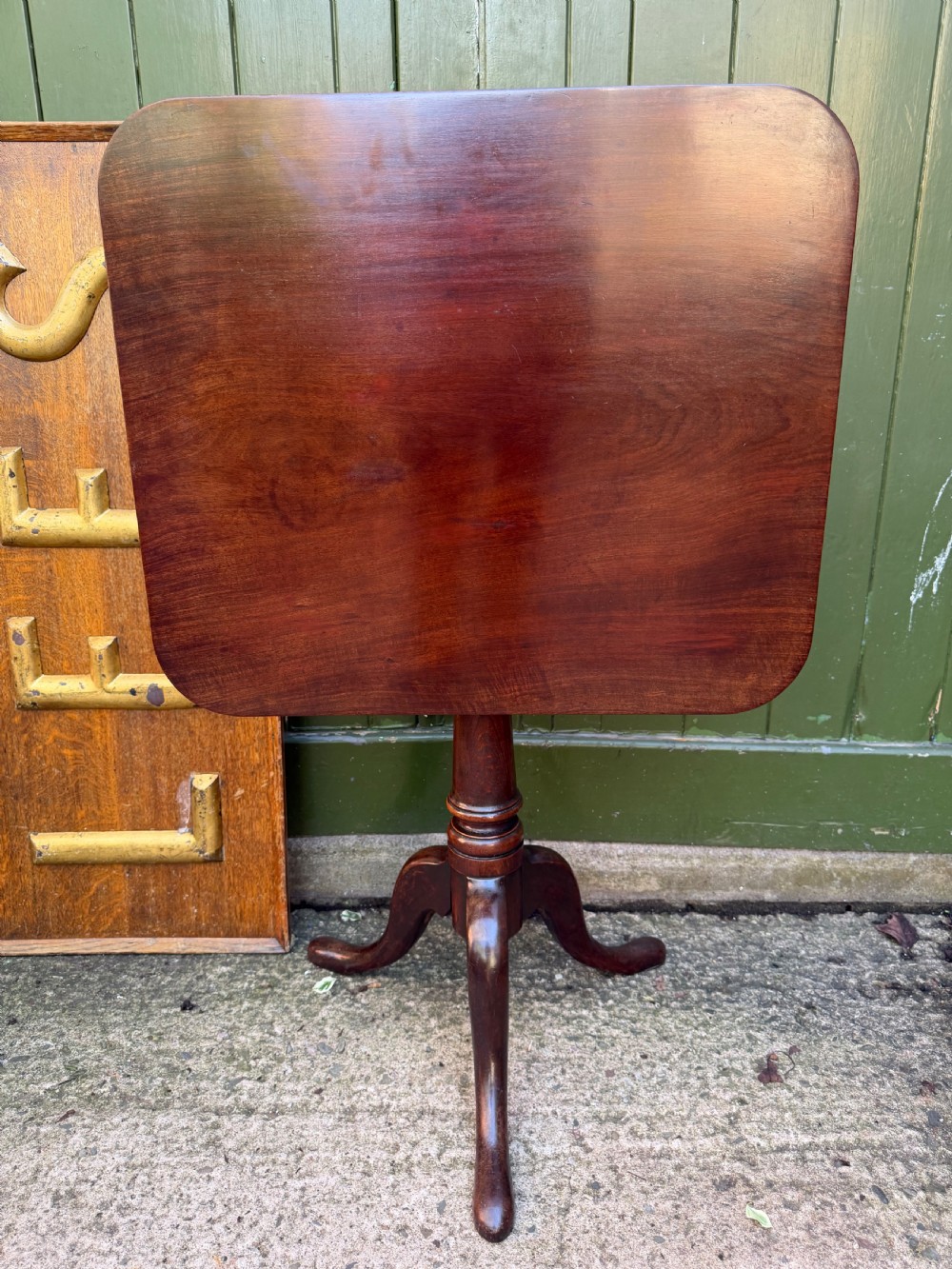 late c18th early c19th mahogany rectangular top tripod base lamp or occasional table