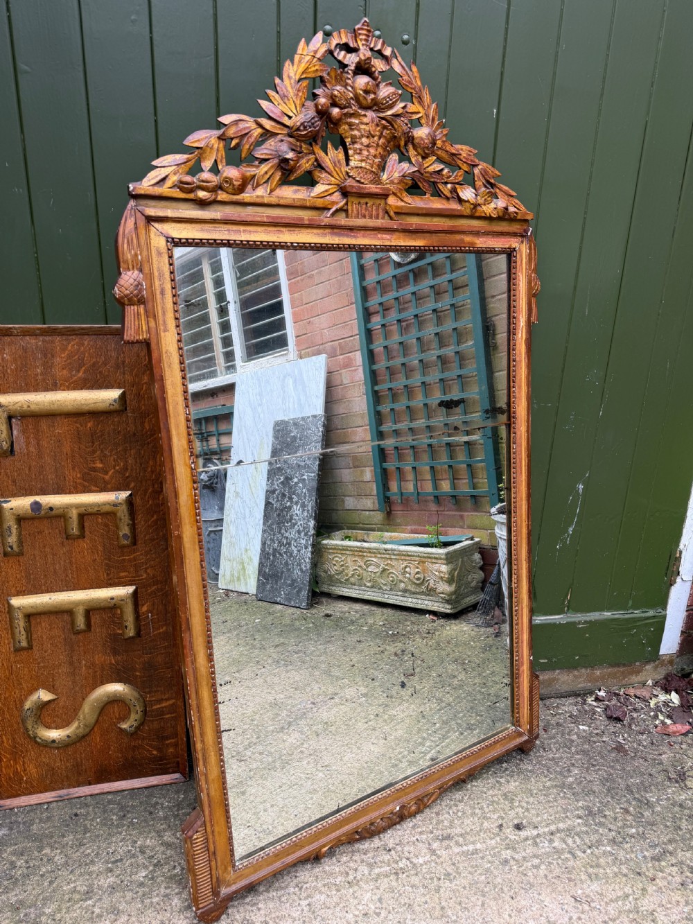 large late c18th french giltwood framed mirror
