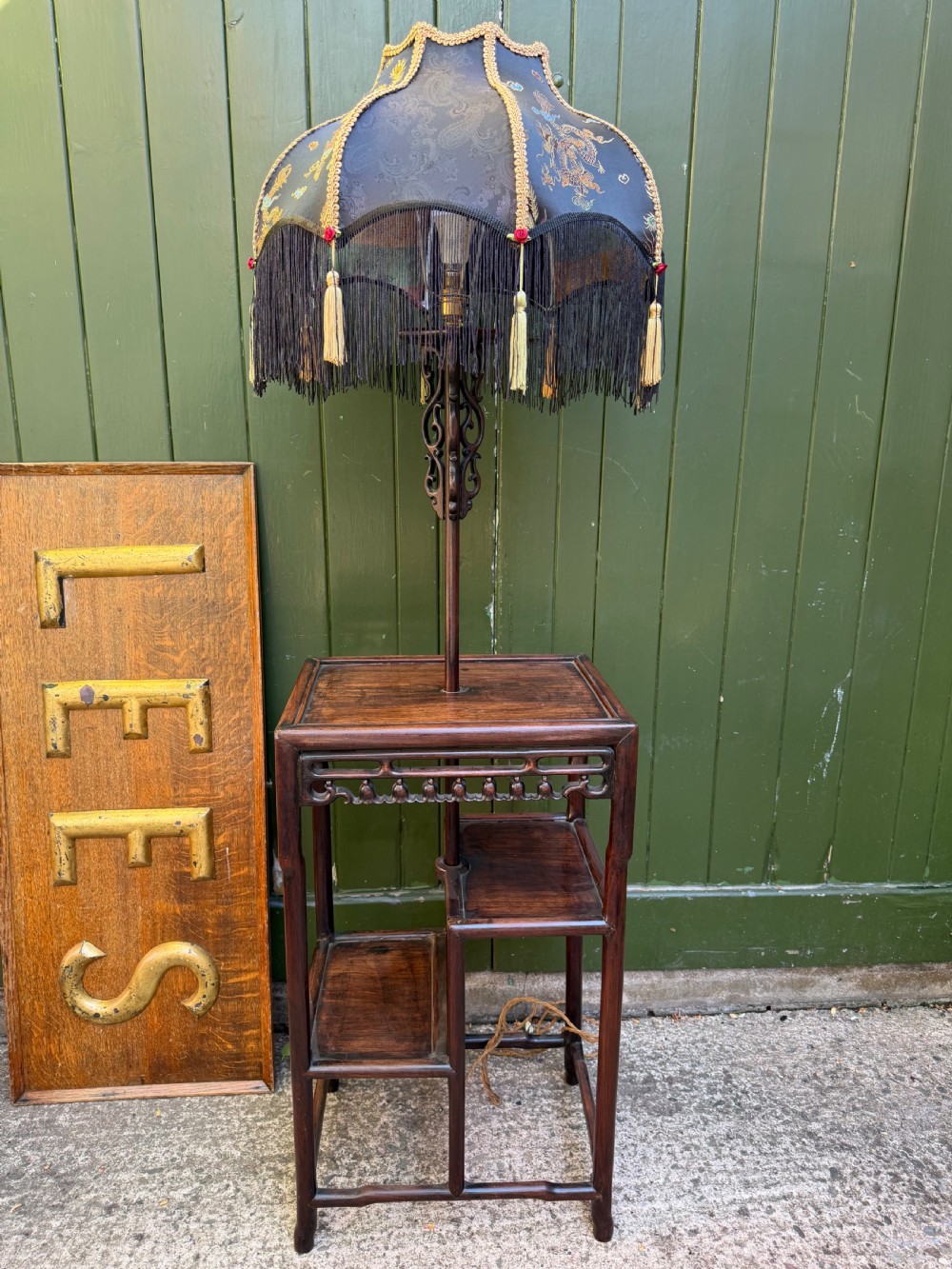 unusual late c19th chinese qing dynasty carved hardwood lamp table