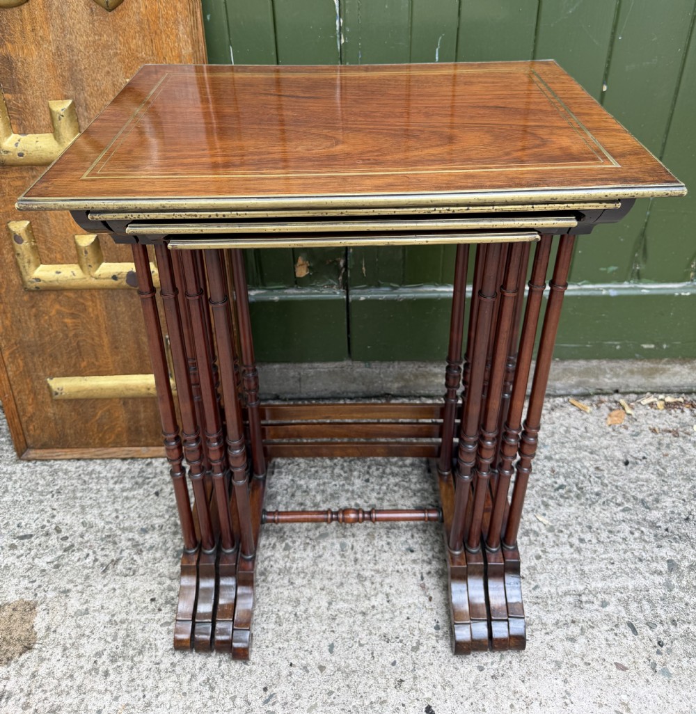 early c19th regency period quartetto of brassinlaid rosewood nesting occasional tables