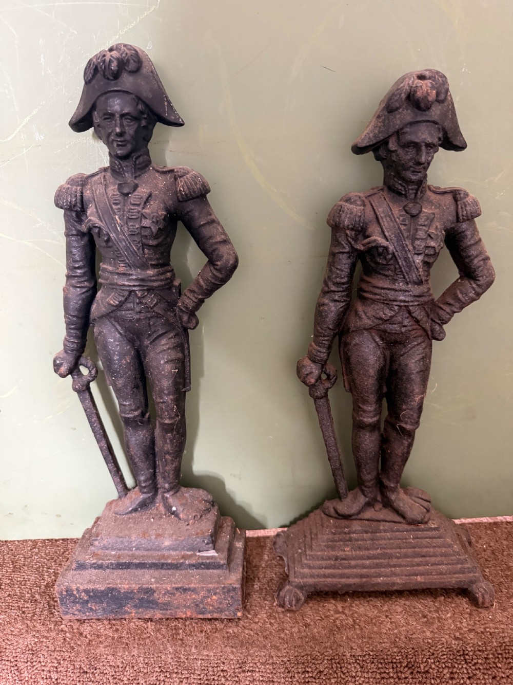 two early c19th castiron doorstops or door porters depicting admiral horatio lord nelson